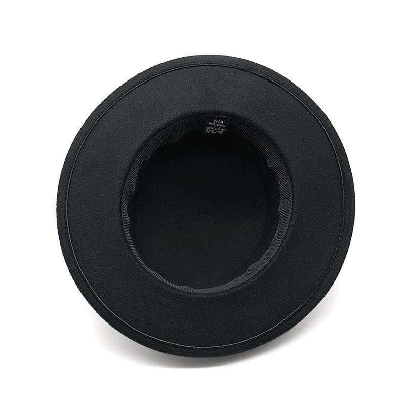Autumn Winter Polyester Flat Top Hat For Women's Luxury Wide Fedora Hat Jazz Cap Classic Wide Hat Women Comfortable Elegant Hat For Summer Classic Design Stevvex