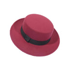 Autumn Winter Polyester Flat Top Hat For Women's Luxury Wide Fedora Hat Jazz Cap Classic Wide Hat Women Comfortable Elegant Hat For Summer Classic Design Stevvex