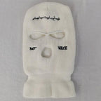 Autumn Winter Ski Mask 3-Hole Knit Hat Full Face Cover Balaclava Hats Funny Party Embroidery Beanies Caps Hole Knitted Full Face Cover Ski Neck Gaiter, Winter Balaclava Warm Knit Beanie for Outdoor Sports Outdoor Full Face Cover Thermal Ski Mask One Size Stevvex
