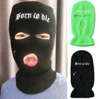 Autumn Winter Ski Mask 3-Hole Knit Hat Full Face Cover Balaclava Hats Funny Party Embroidery Beanies Caps Hole Knitted Full Face Cover Ski Neck Gaiter, Winter Balaclava Warm Knit Beanie for Outdoor Sports Outdoor Full Face Cover Thermal Ski Mask One Size Stevvex