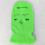 Autumn Winter Ski Mask 3-Hole Knit Hat Full Face Cover Balaclava Hats Funny Party Embroidery Beanies Caps Hole Knitted Full Face Cover Ski Neck Gaiter, Winter Balaclava Warm Knit Beanie for Outdoor Sports Outdoor Full Face Cover Thermal Ski Mask One Size Stevvex