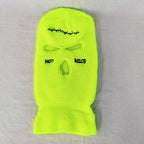Autumn Winter Ski Mask 3-Hole Knit Hat Full Face Cover Balaclava Hats Funny Party Embroidery Beanies Caps Hole Knitted Full Face Cover Ski Neck Gaiter, Winter Balaclava Warm Knit Beanie for Outdoor Sports Outdoor Full Face Cover Thermal Ski Mask One Size Stevvex