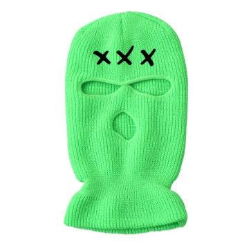 Autumn Winter Ski Mask 3-Hole Knit Hat Full Face Cover Balaclava Hats Funny Party Embroidery Beanies Caps Hole Knitted Full Face Cover Ski Neck Gaiter, Winter Balaclava Warm Knit Beanie for Outdoor Sports Outdoor Full Face Cover Thermal Ski Mask One Size Stevvex