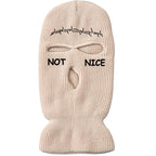 Autumn Winter Ski Mask 3-Hole Knit Hat Full Face Cover Balaclava Hats Funny Party Embroidery Beanies Caps Hole Knitted Full Face Cover Ski Neck Gaiter, Winter Balaclava Warm Knit Beanie for Outdoor Sports Outdoor Full Face Cover Thermal Ski Mask One Size Stevvex