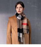 Autumn Winter Super Soft Hijab Classic Cashmere Tartan Lightweight Pure Wool Plaid Scarf Women's Shawls Elegant Thickened To Keep Warm For Women Stevvex