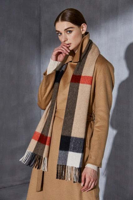 Autumn Winter Super Soft Hijab Classic Cashmere Tartan Lightweight Pure Wool Plaid Scarf Women's Shawls Elegant Thickened To Keep Warm For Women Stevvex