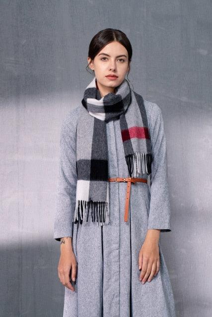 Autumn Winter Super Soft Hijab Classic Cashmere Tartan Lightweight Pure Wool Plaid Scarf Women's Shawls Elegant Thickened To Keep Warm For Women Stevvex