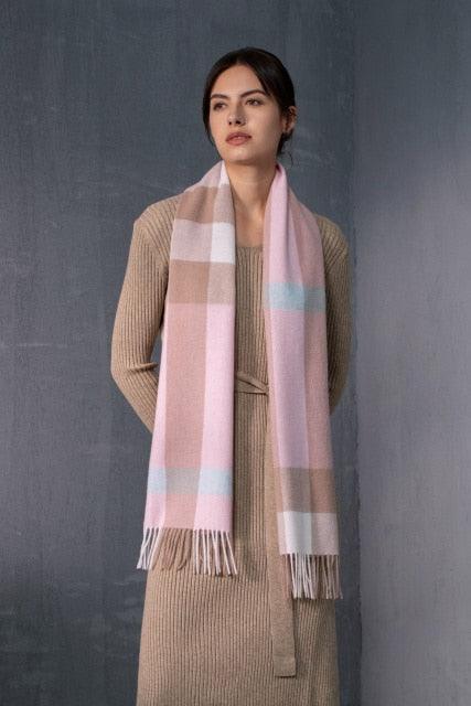 Autumn Winter Super Soft Hijab Classic Cashmere Tartan Lightweight Pure Wool Plaid Scarf Women's Shawls Elegant Thickened To Keep Warm For Women Stevvex