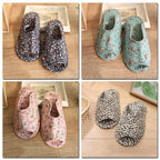 Autumn Winter Women Indoor Slippers Vintage Floral Home Bedroom Slippers Soft Cotton Toe Sole Slippers Women Summer Plaid Slip On House Shoes Non Slip Bedroom Slippers