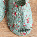 Autumn Winter Women Indoor Slippers Vintage Floral Home Bedroom Slippers Soft Cotton Toe Sole Slippers Women Summer Plaid Slip On House Shoes Non Slip Bedroom Slippers