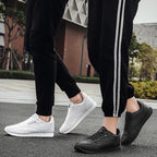 Autumn Womens Mens Sneakers Black Fashion Vulcanized Shoes Lace-up Casual Flats Light Couple Fashion Sneakers Breathable Casual Comfortable Lightweight Sneakers Stevvex