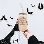 Autumn Leaves 20oz Glass Tumbler With Bamboo Lid, 2 Stainless Straws & Cleaner BandsCo Straps