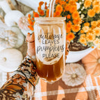 Autumn Leaves 20oz Glass Tumbler With Bamboo Lid, 2 Stainless Straws & Cleaner BandsCo Straps