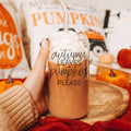 Autumn Leaves 20oz Glass Tumbler With Bamboo Lid, 2 Stainless Straws & Cleaner BandsCo Straps