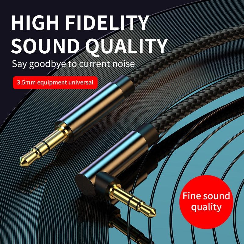 AUX Cable Jack 3.5mm Audio Jack Speaker Audio Cable Stereo Aux Cord 90 Degree Right Angle Aux Cable Compatible Cable For Headphones Car Tablets Speakers Stevvex