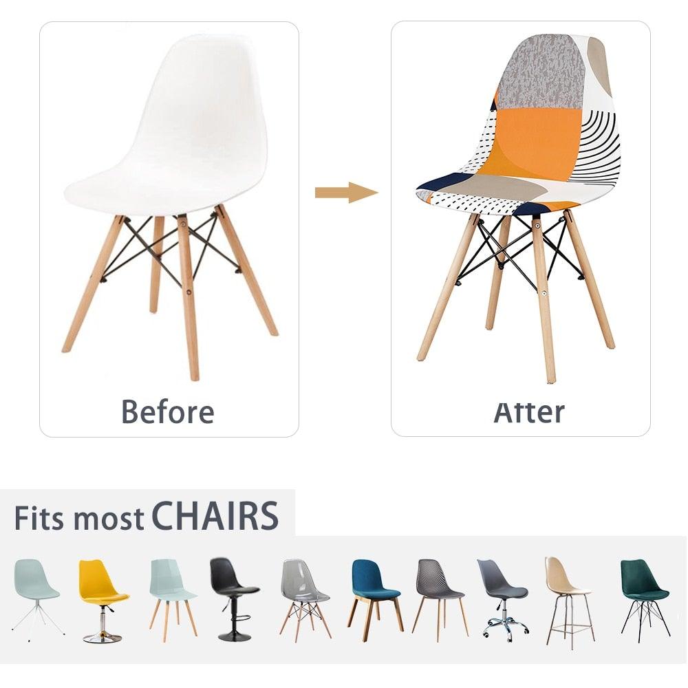 Avangarde Style  Printed Seat Cover For Shell Chair Armless Shell Chair Cover Banquet Home Slipcover Elastic Removable Stretch High Back For Sofa Armchairs Stevvex