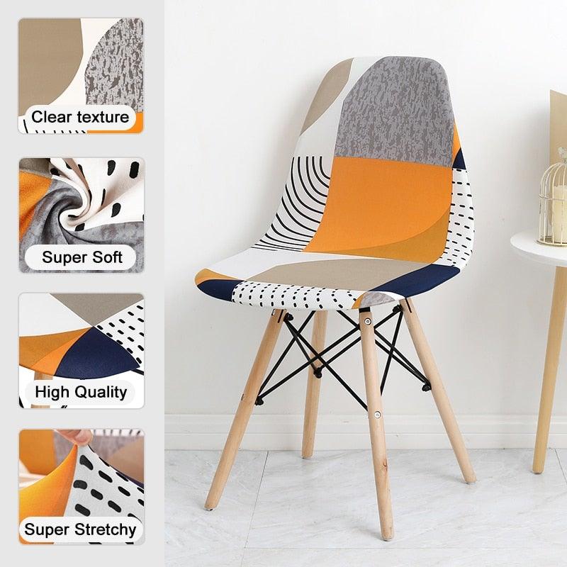 Avangarde Style  Printed Seat Cover For Shell Chair Armless Shell Chair Cover Banquet Home Slipcover Elastic Removable Stretch High Back For Sofa Armchairs Stevvex