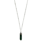 Aventurine Crystal Necklace Silver Plated Layering Pendant Prosperity Charm BandsCo Straps