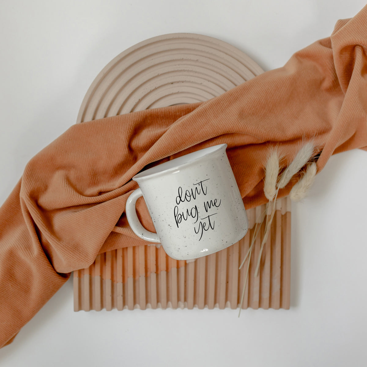 Don't Bug Me Yet 14.5oz Ceramic Coffee Mug Double Sided Morning Warning BandsCo Straps