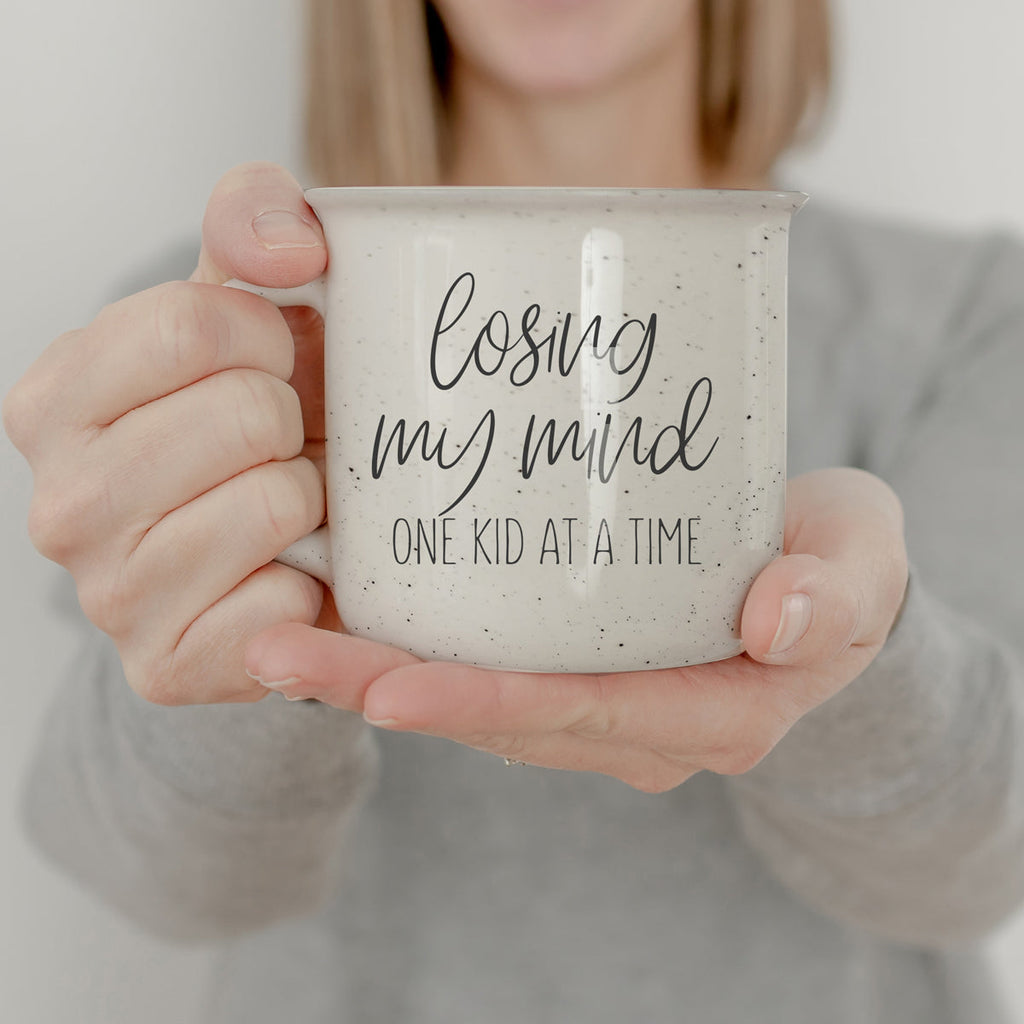 Funny Parent Coffee Mug 14.5oz Losing My Mind One Kid At A Time Ceramic BandsCo Straps