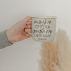 Messy Bun Coffee Run 14.5oz Ceramic Campfire Mug Double-Sided Speckled BandsCo Straps