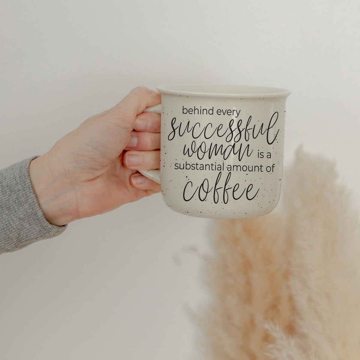 Successful Woman 14.5oz Ceramic Campfire Mug Double-Sided White Sesame Glaze BandsCo Straps