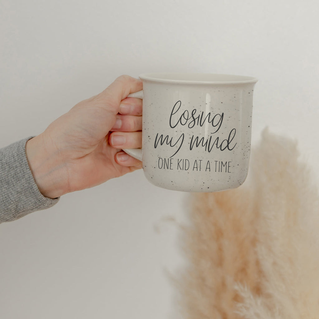 Funny Parent Coffee Mug 14.5oz Losing My Mind One Kid At A Time Ceramic BandsCo Straps