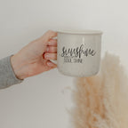 Sunshine 14.5oz Ceramic Campfire Style Mug White 14.5 Oz Rustic Camping Coffee Tea Cup Gift BandsCo Straps