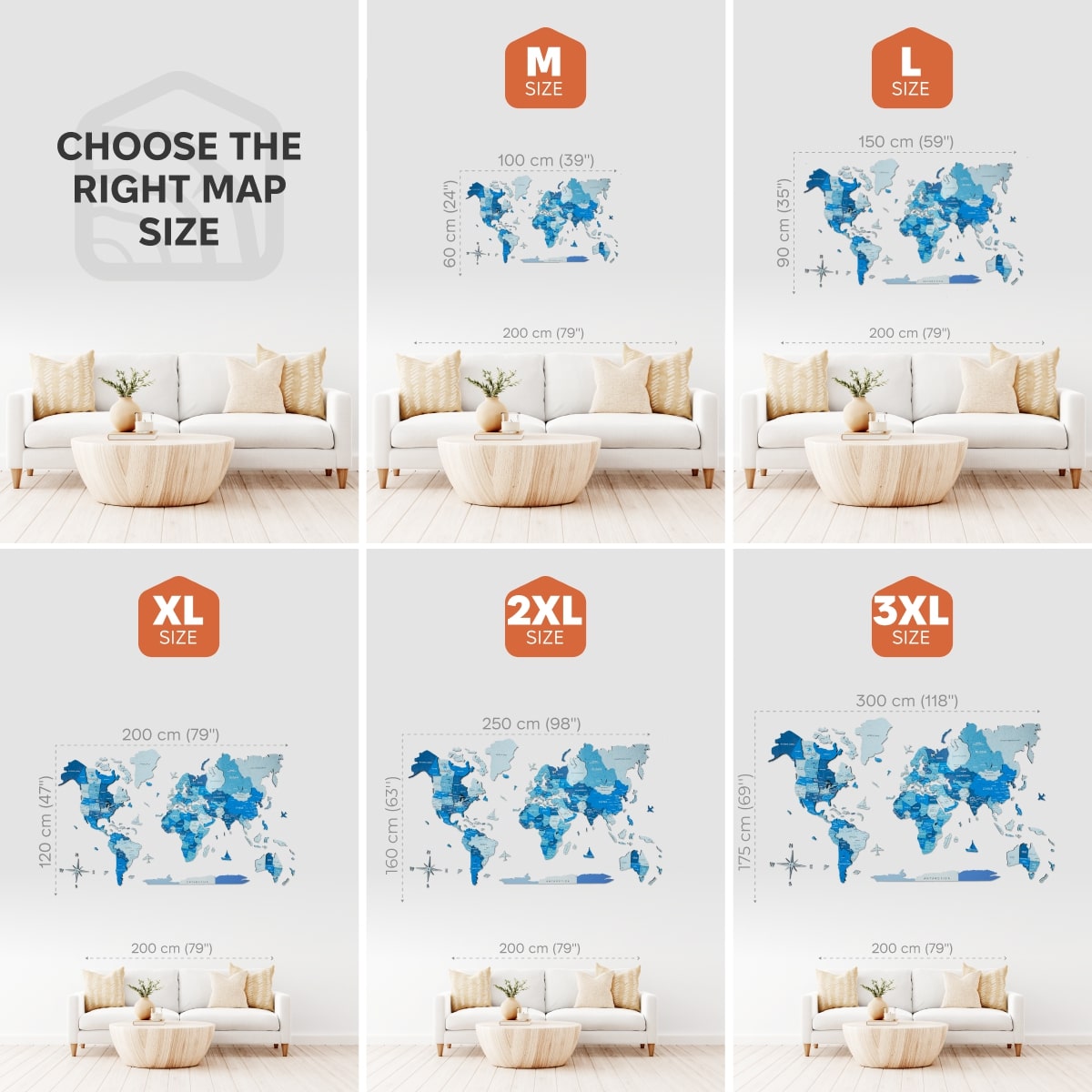3D Luminous/Magnetic Colored Wooden World Map Azure Enjoy The Wood