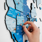 3D Luminous/Magnetic Colored Wooden World Map Azure Enjoy The Wood