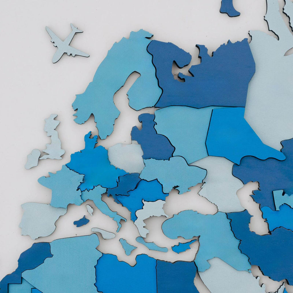 3D Luminous/Magnetic Colored Wooden World Map Azure Enjoy The Wood