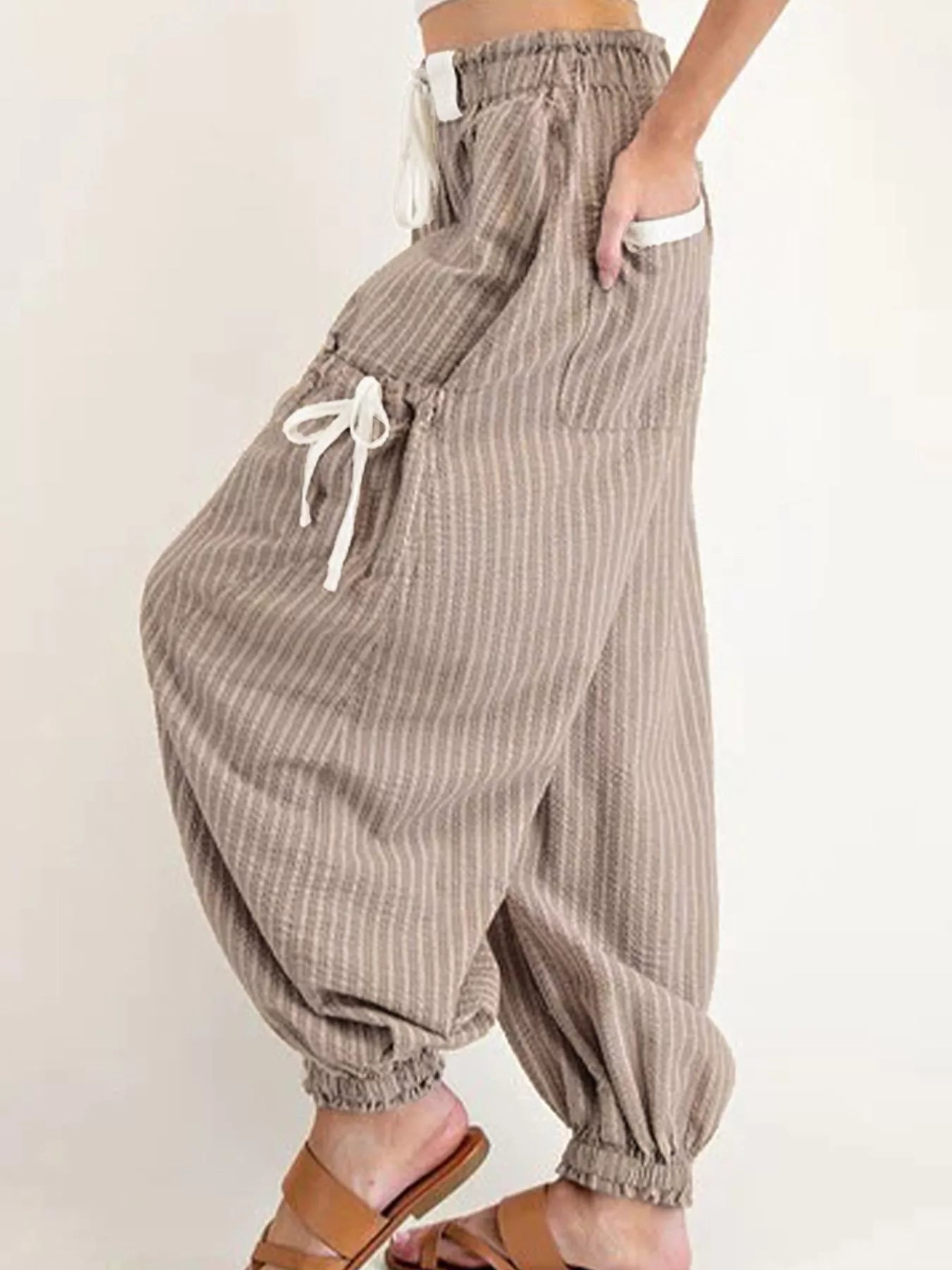 StripeFlex Cargo Joggers: Comfy, Pocketed, Easy-Care THRIXINE
