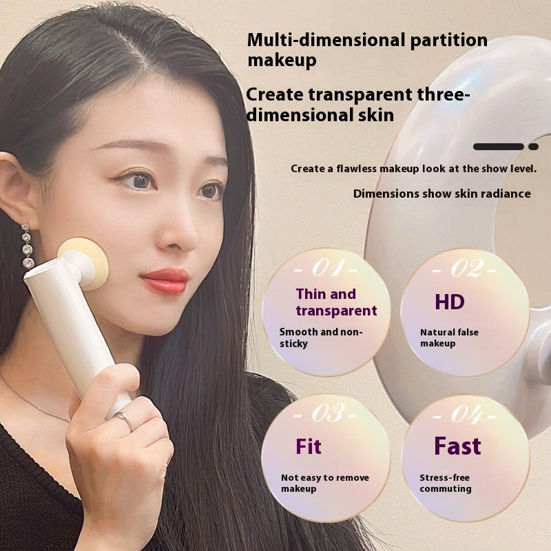 Smudge-Proof Makeup Applicator - Electric Vibrating Powder Puff for Wet & Dry Foundation - Gold & White | Flawless, Airbrush Finish