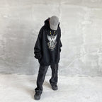 Hip Hop Angel Print Hooded Pullover Sweatshirt Pi-Mart