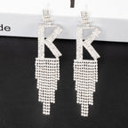 Fashion Jewelry 925 Silver Needle Ornaments Rhinestone Letter B Earrings Banquet Tassel Ear Ornaments Female Pi-Mart