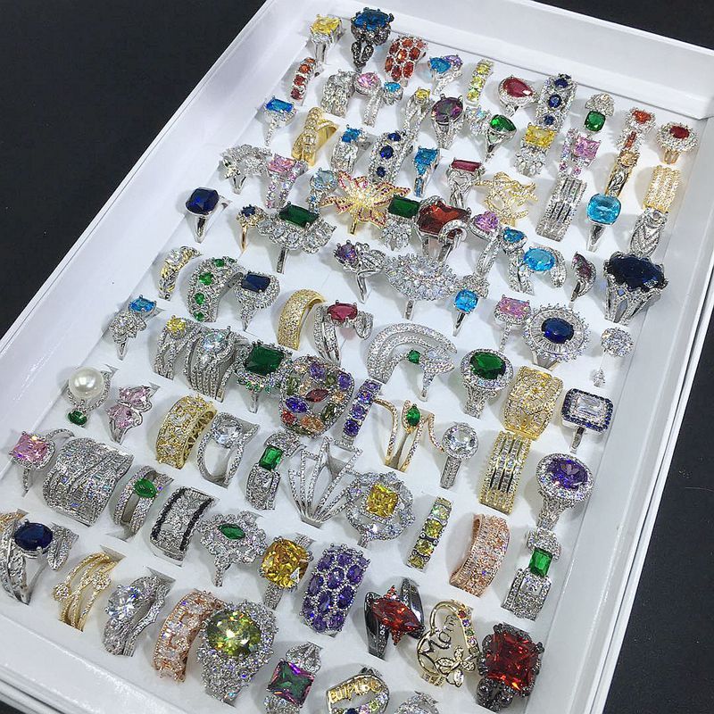 European And American Jewelry Exaggerated Fashion Micro-set Gem Ring Pi-Mart