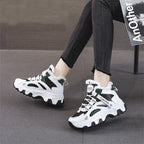 Fashion Black White Lace-up Sneakers Winter Warm All-match Plush Shoes Women Plus Velvet Fleece Flat High-top Sports Shoes Pi-Mart