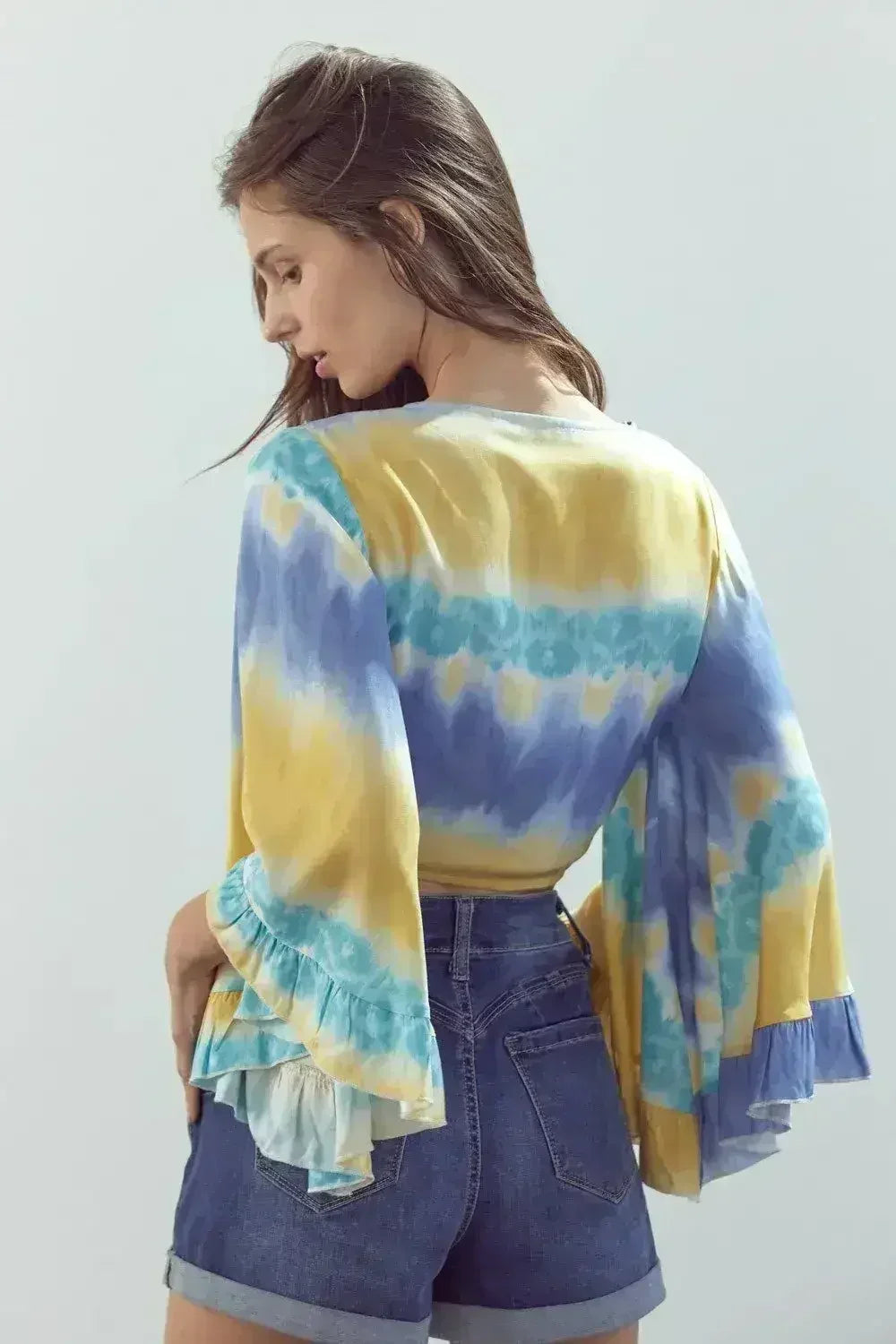 Bell-Sleeve Tie-Dye Crop Top – Flowy Sleeves & Stylish Design - SJB-DIAMOND ELITES