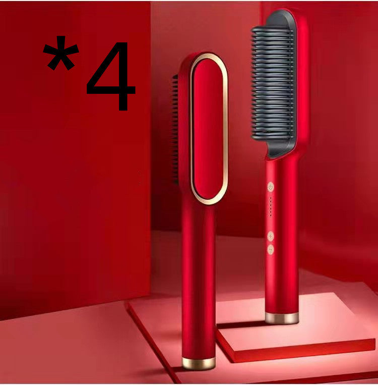 New 2 In 1 Hair Straightener Hot Comb Negative Ion Curling Tong Dual-purpose Electric Hair Brush Pi-Mart