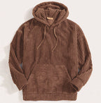 Corduroy Long Sleeve Solid Drop Shoulder Hoodie