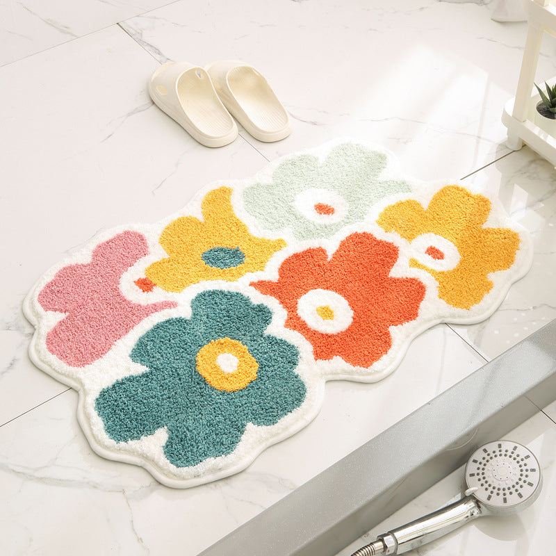 Bathroom Flocking Absorbent Floor Mat Anti Slip Pad Household Use Pi-Mart