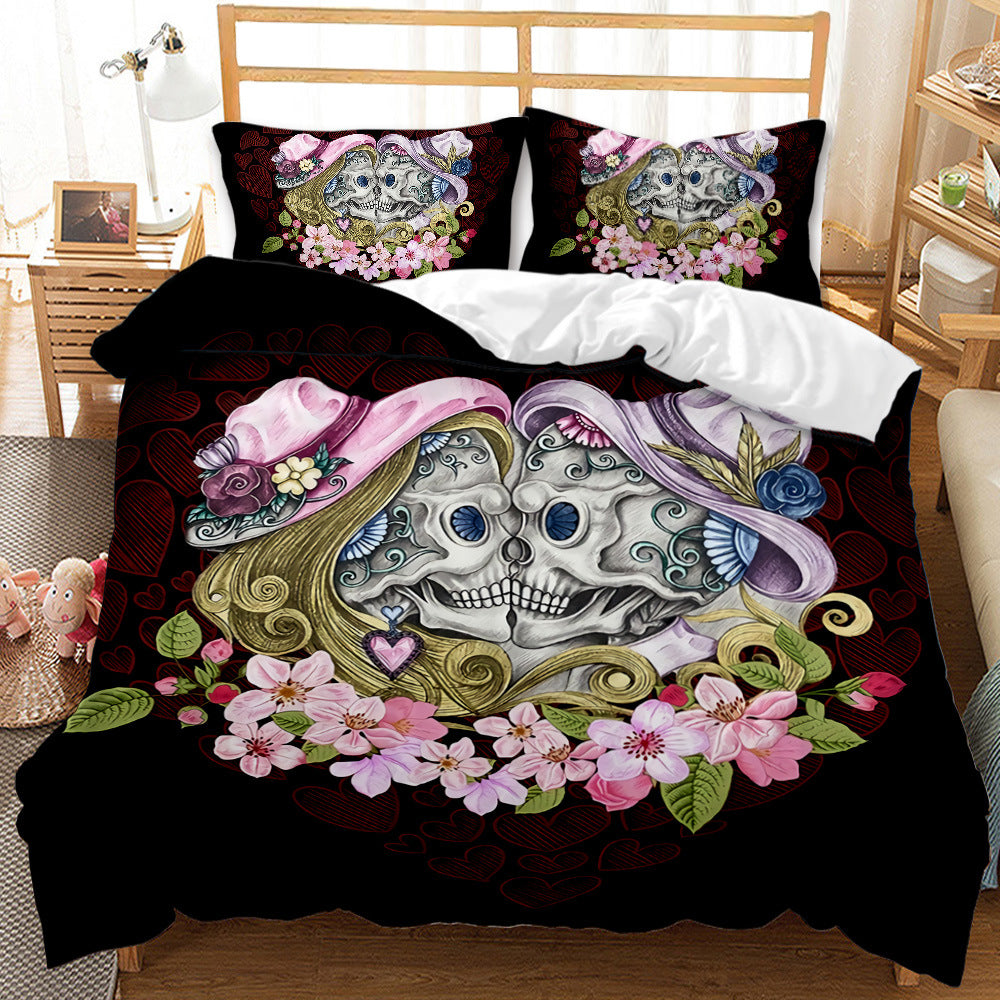 Three-piece Skull Digital Printing Duvet Cover Pi-Mart
