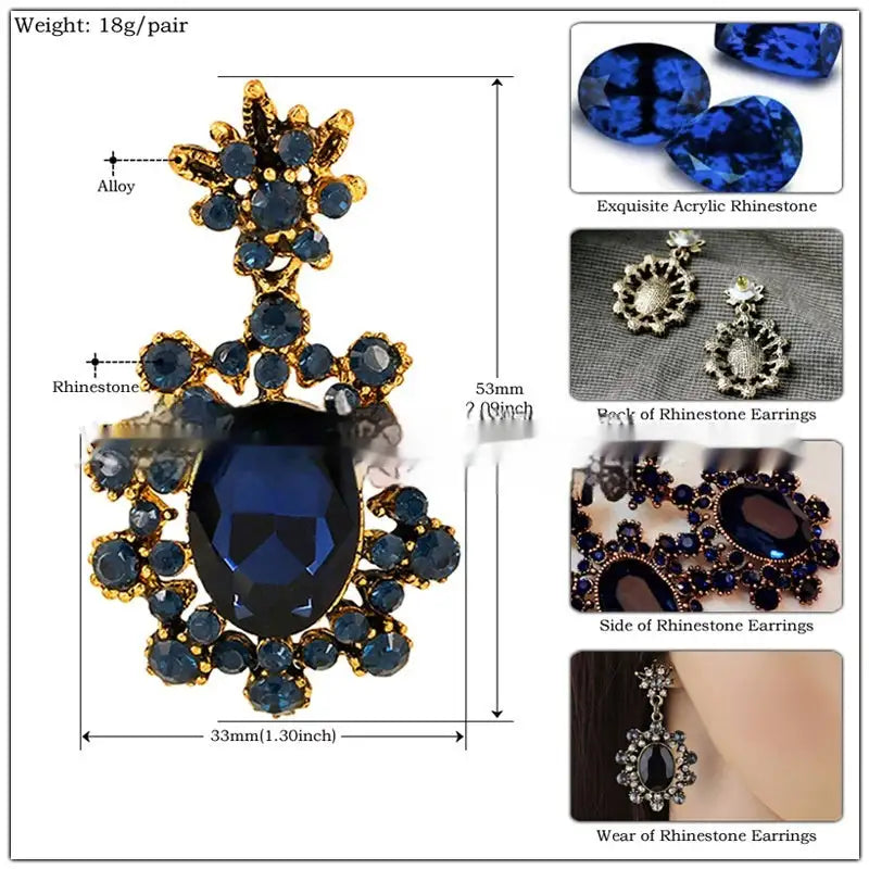 European And American Fashion Cool Vintage Sapphire Stud Earrings Lootquake LLC