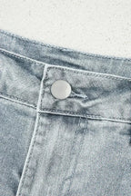 Sail Blue Scalloped Hemline Light Wash Denim Shorts