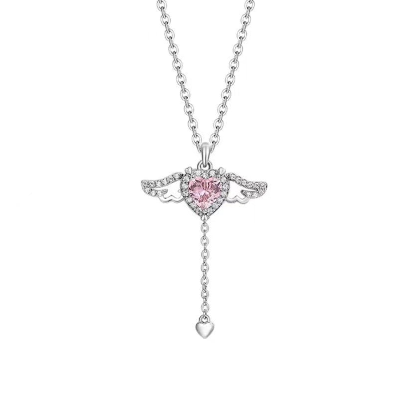 Female With Hearts Zircon Romantic Angel Clavicle Chain Pi-Mart