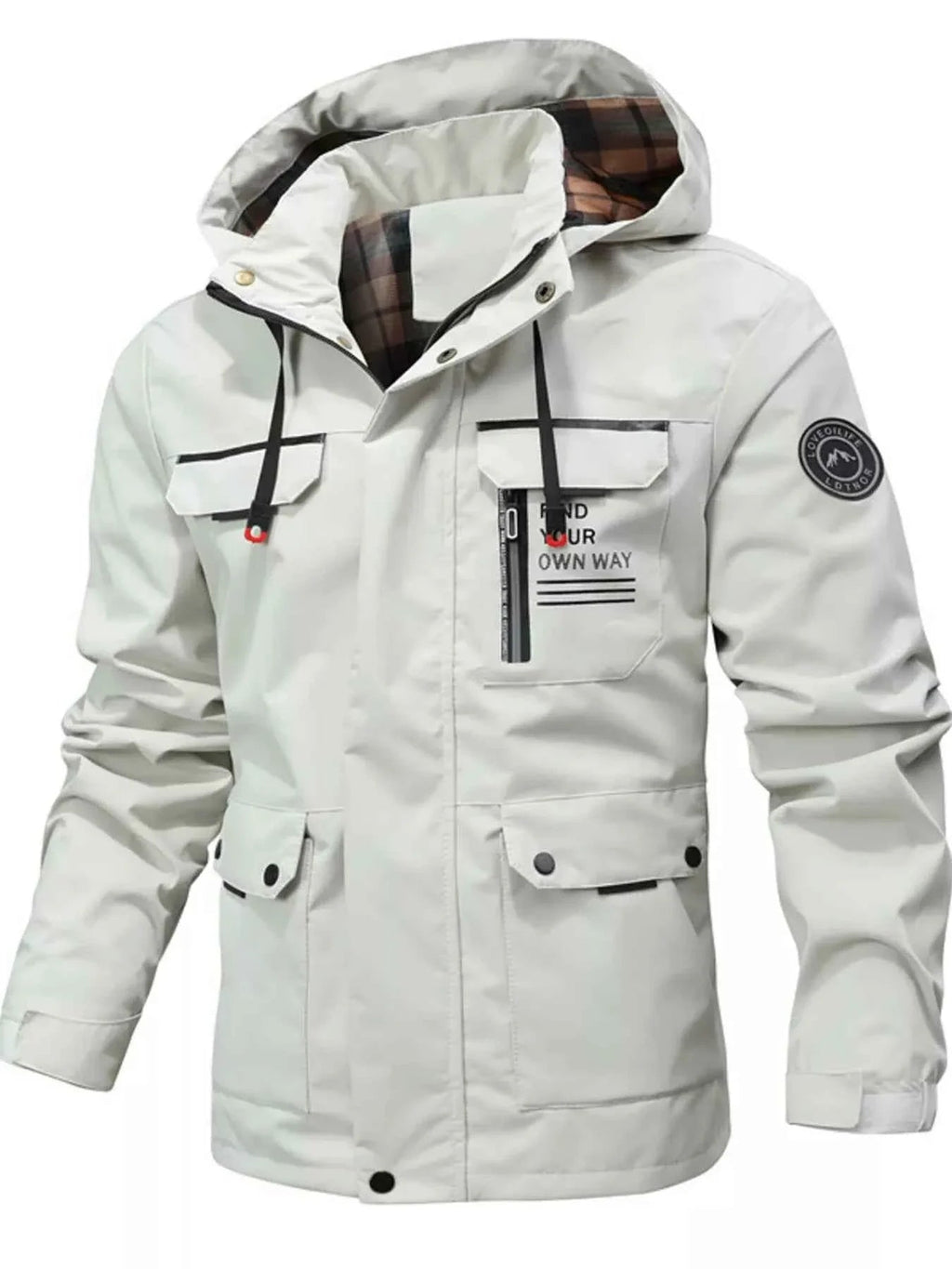 Men's Plus Size Hooded Outdoor Windproof Coat THRIXINE