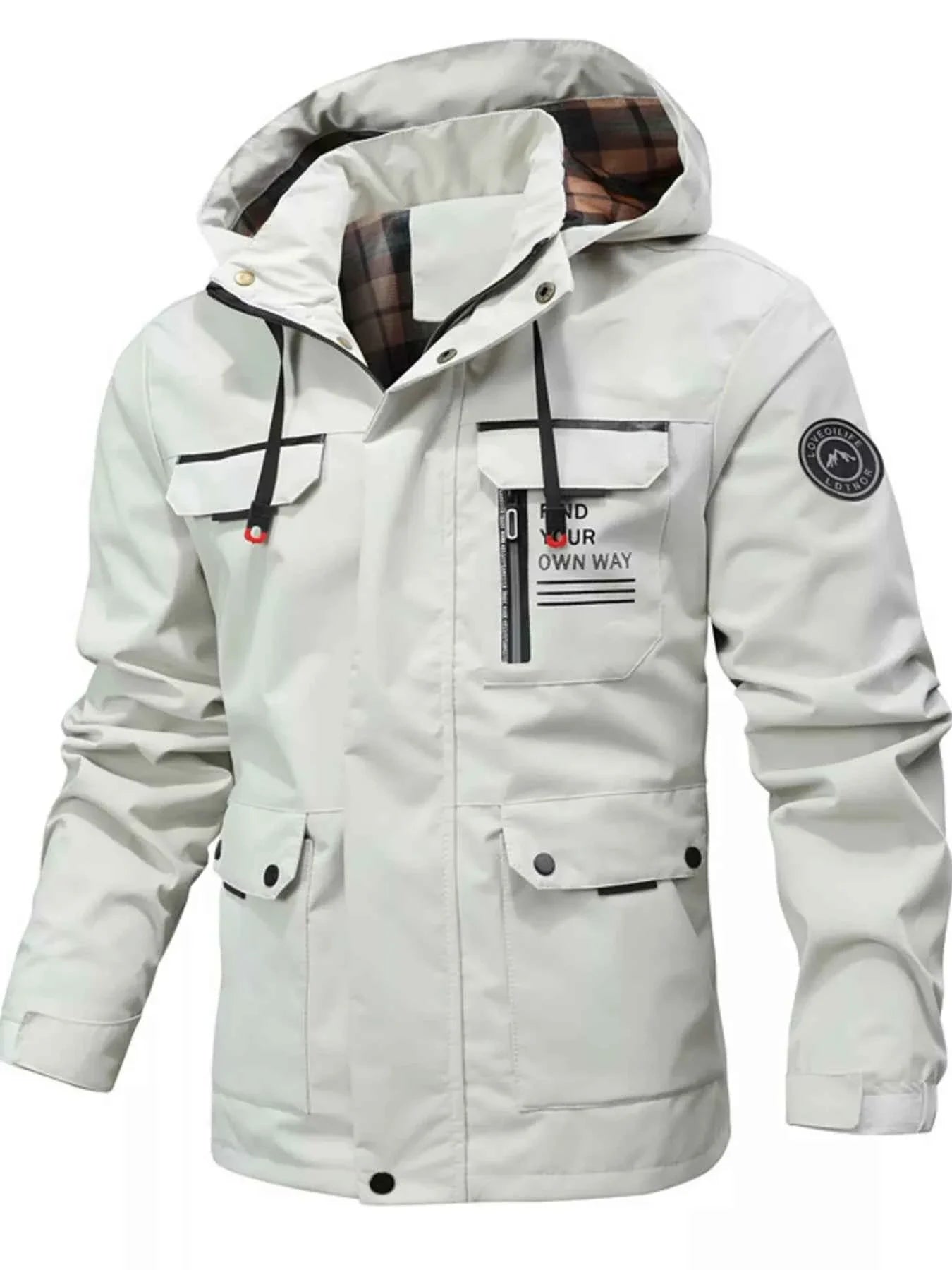 Men's Plus Size Hooded Outdoor Windproof Coat THRIXINE