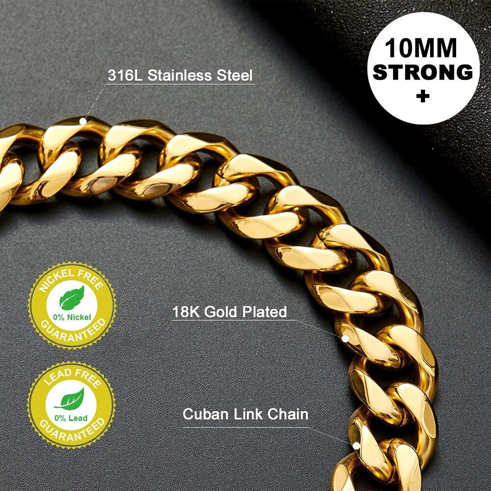 Gold Link Chain Collar for Dogs Pi-Mart