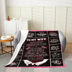 Personalized Romantic Love Message Flannel Throw Blanket for Wife - Soft, Cozy, All-Season Lodge Style with Knitted Polyester, Digital Print Character Theme, Special Feature Love Statements, 200-250g Lootquake LLC