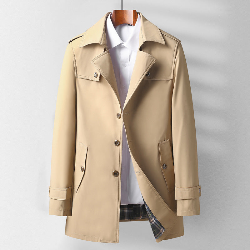 Mid-length Lapel Casual Fashionable Versatile Trench Coat For Young And Middle-aged Pi-Mart